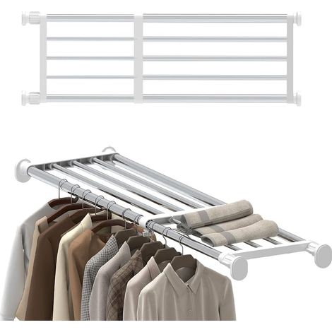 Ripiano estensibile per armadio, organizer per guardaroba, ripiani regolabili, divisori fai-da-te per armadi per risparmiare spazio in cucina, bagno o camera da letto.