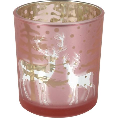 TrendLine Kerzenhalter aus Glas Ø 7 x 8 cm rot Teelichthalter