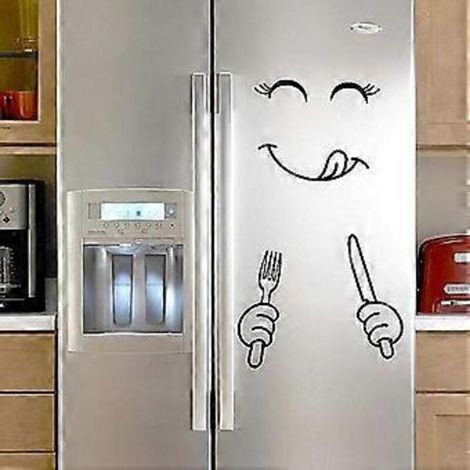 SZTXJ 3040CM Stickers muraux mignons pour réfrigérateur, motif visage souriant et gourmand (1/5)
