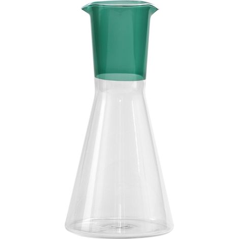 Zafferano Caraffa Bicolore Collezione Classy in Vetro Borosilicato Soffiato a Mano Colore Verde Lago e Trasparente Design Geometrico Sofisticato (1/5)