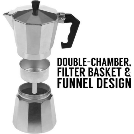 Cafetière Italienne Aluminium Moka - Marque - 600ML 12 tasses - Gris (1/4)
