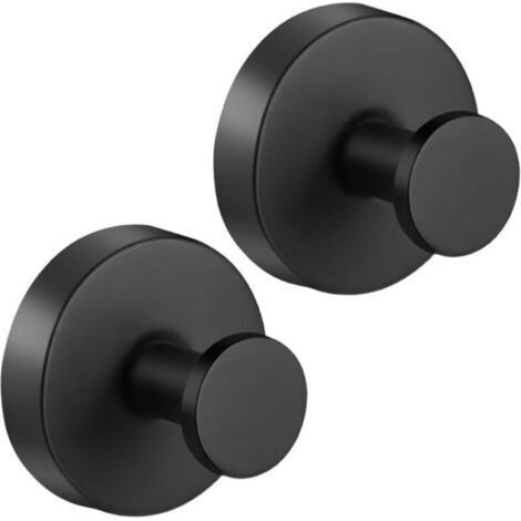 Set of 4 Non-Drilling Suction Cup Hooks, Stainless Steel, Waterproof and Reusable, for Bathroom, Tile, Shower Towel (Black, Set of 4) (1/5)
