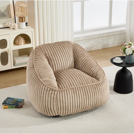 Fauteuil bean bag en mousse à mémoire de forme, tissu chenille bicolore camel et marron (1/5)