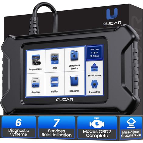 OBDII Valise Diagnostic Auto, Lecteur de Code de Voiture équipé de 6 Diagnostics du système et 7 Services de Maintenance, contrôle de l'huile + EPB+SAS+TBA+TPMS+ABS+ FAP (1/5)