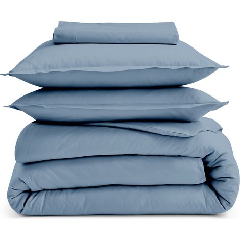 Drap plat en 100% coton biologique Bleu 180x290 cm