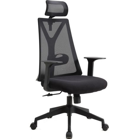 Silla de oficina con ruedas, respaldo y asiento en Negro, diseño NEO. (1/5)