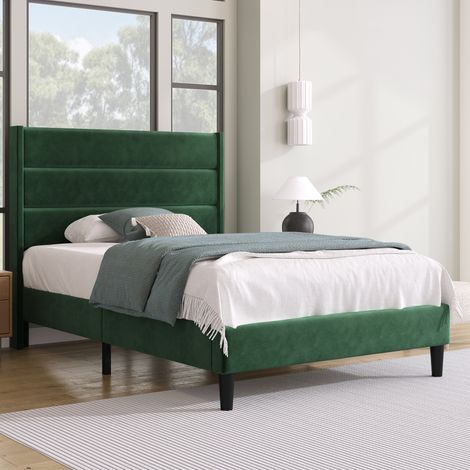 letto struttura letto imbottito 90x200 velluto verde OKMYHOME