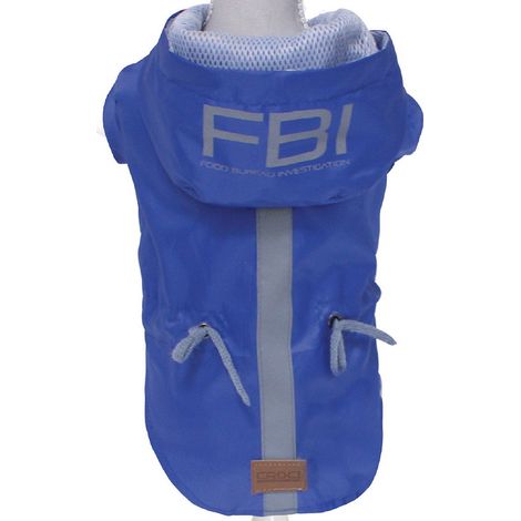 55 cm: Impermeabile VANCOUVER FBI BLUE con cappuccio e foro per guinzaglio per cani