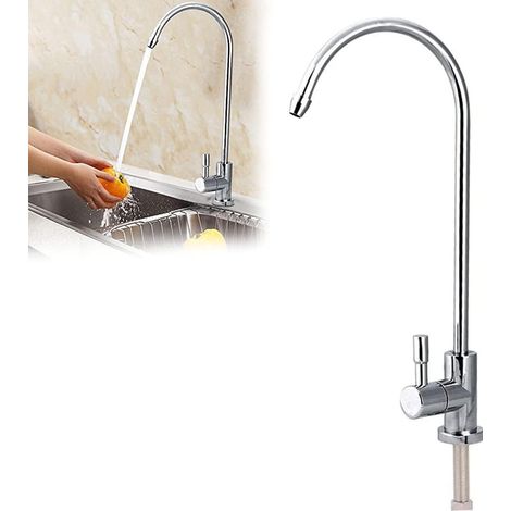 Robinet d'eau, robinet d'eau potable, robinet d'osmose inverse, robinet de cuisine, robinet mélangeur à poignée unique, robinet 1/4", robinet de cuisine à poignée unique, rotation à 360 degrés (1/5)