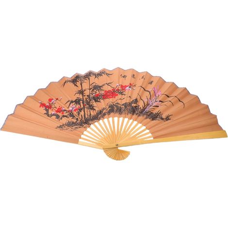 Éventail Décoratif Chinois Traditionnel Léger et Fait Main en Papier et Bambou Style Asiatique Zen pour Bureau à Domicile et Espaces Événementiels (1/5)