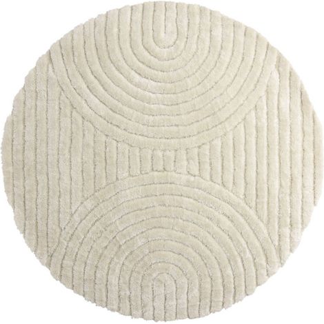 Tapis Déco Texturé Rond "Niklas" 200cm Blanc (1/5)
