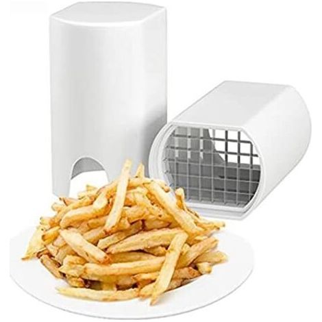 Coupe-frites professionnel tout-en-un – Grille de coupe pour frites et légumes – Matériau ABS – Compact 9,5 x 14 x 8 cm – Fond antidérapant