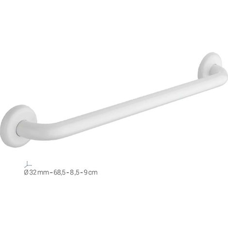 Maniglione Bagno Disabili di Sostegno Sicurezza in Acciaio Inox Bianco - Formato: 60 cm (1/2)