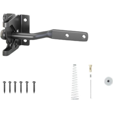 Automatisches Gartenschloss, Schwarzes automatisches Türschloss, Automatisches Torschloss – Metallriegelschloss – Schwerkraft-Stahlriegel für Gartenzäune – Schwarz – Befestigungsschrauben inklusive