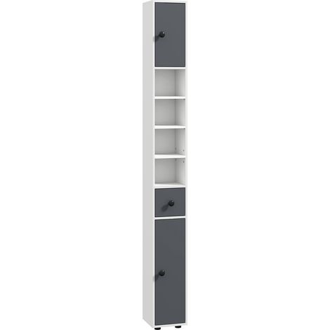 Colonna da bagno 20 x 20 x 180 cm Salvaspazio Ripiani regolabili Stile moderno in truciolare grigio 210001995