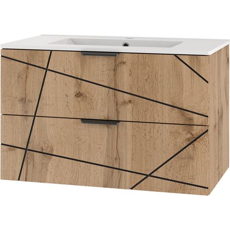 Meuble simple vasque encastrée 80cm Teren Bois