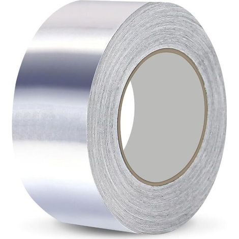 Ruban adhésif aluminium 1 rouleau 50mm x 50 m, ruban adhesif haute temperature, rouleau isolant thermique, Peut être utilisé pour l'étanchéité, la réparation et imperméable (1/5)