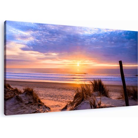 Tableau sur toile Plage de Saint Trojan 30x45 cm - Impression sur Toile Murale Décorative - Image imprimée en HD sur Toile - Toile sur Châssis en Bois FSC - Fabriqué en France (1/5)