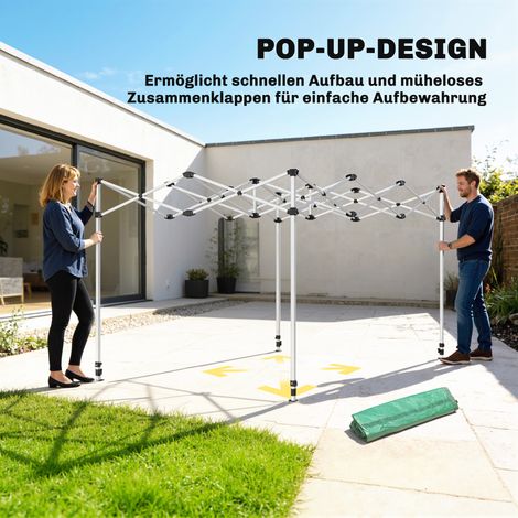 Serre de jardin pliable en aluminium 200x300x270 cm, abri à toit incliné avec portes et fenêtres zippées. (1/4)