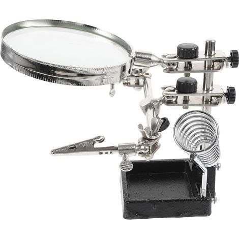 Support de Fer à Souder Loupe 90mm Multifonction à Clip Ressort, Station de Soudage pour Électronique, Bijoutiers et Lecture, Accessoire Pratique pour Travaux Précis (1/5)