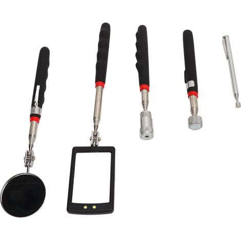 Outil de ramassage télescopique, pince magnétique, miroir d'inspection circulaire télescopique, LED carrée, tige de 15 lb, 8 lb et 1,5 lb (1/5)