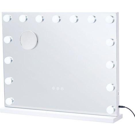Miroir coiffeuse Hollywood lumineux avec port USB, mural ou de bureau, dimensions 58 x 46 cm pour un maquillage parfait (1/5)