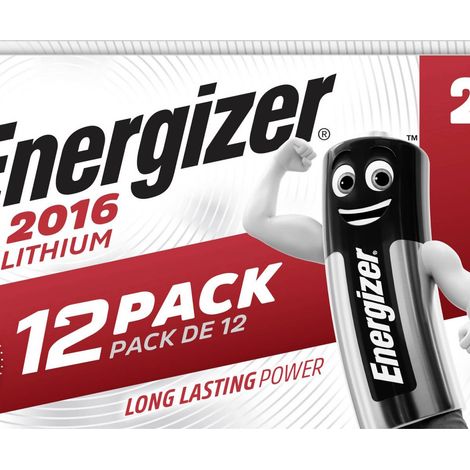 Pila de botón CR 2016 de litio Energizer 90 mAh 3 V 12 uds (1/5)