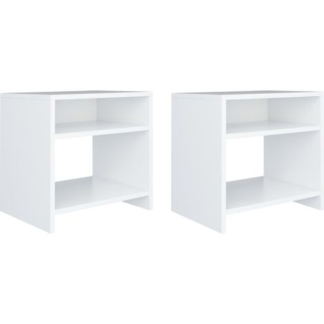 Juego de 2 mesitas de noche con compartimento abierto y estante 40 x 30 x 40 cm madera contrachapada blanca DEC034891
