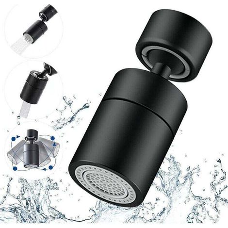 Enowelir Aérateur De Robinet Pivotant 360 Degrés 2 Modes Réglable Avec Adaptateur 24mm 22mm Bronze Huilé Noir (1/4)