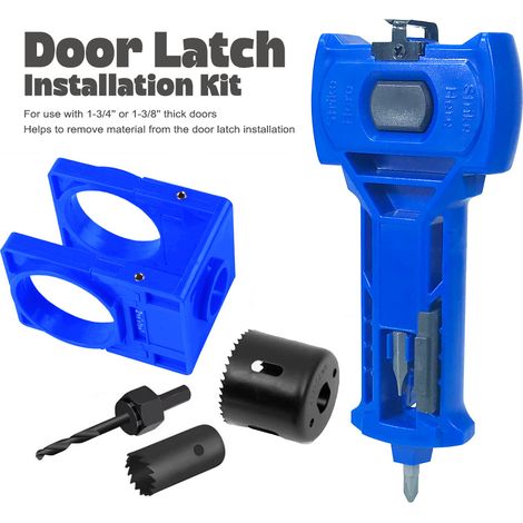 Kit d'outils pour loquet de porte (bleu) Kit d'outils : Jeu d'outils à tenon et mortaise pour serrures sphériques, disponible en plusieurs couleurs. (1/5)
