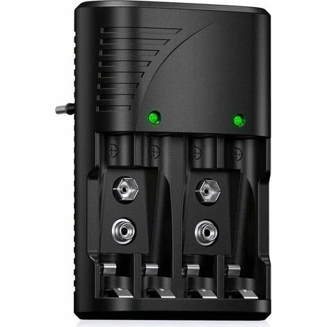 Chargeur de piles universel rapide pour AA/AAA/9V - Indicateur LED - protection surchauffe - tension d'entrée AC 100-240 V (1/5)