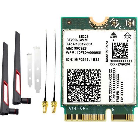 WiFi7 BE202-Karte + 2 x 10-dB-Antennen, 2,4/5/6-GHz-Triband, 5374 Mbit/s, Gigabit-WLAN-Netzwerkkarte, Bluetooth 5.4 (1/5)