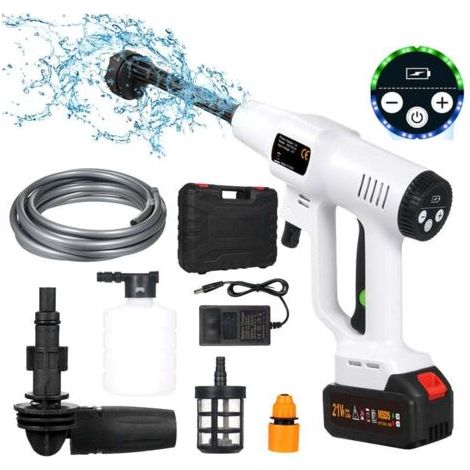 DEESSE SHOP-Nettoyeur haute pression sans fil 21V – 725 PSI – 10 L/min – 6 buses – 2 batteries 18000mAh – Pour lavage voiture et jardin - 1500mAh (1/5)