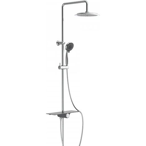 Colonne de douche - Chromé/Anthracite - Sans robinet - Avec tablette - COL/DOU/AQUN/CRO (1/5)