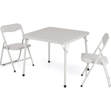 GARVEE -Ensemble Table et 2 Chaises Enfant Pliant Pliable Structure Métal Assises Rembourrées Salle de Jeux Salle à Manger(Beige) (1/5)