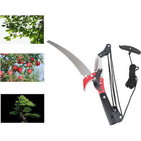 Tête d'élagage robuste, tête d'élagage télescopique pour l'élagage des arbres, grande cisaille aérienne, cueille-fruits, outil d'élagage et de sciage adapté aux perches jusqu'à 2,5 cm de diamètre. (1/5)