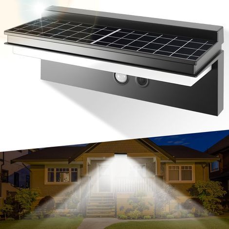 Lampe Solaire Exterieur Détecteur Mouvement, Lumière Solaire Extérieur IP65 étanche Sans Fil 4 Modes, LED Applique Murale Exterieure pour Cour, Jardin, Terrasse, Proche, Mur, Pathway, Patio (1/5)