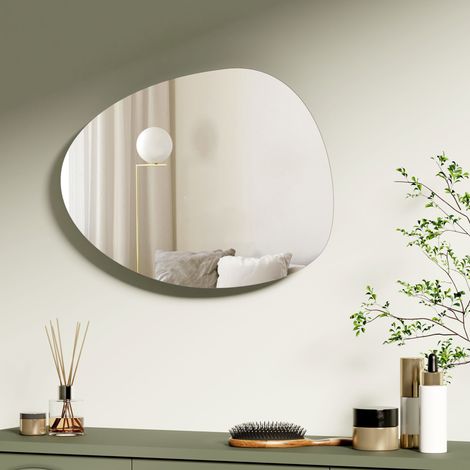 S'AFIELINA Wandspiegel asymmetrisch 45×60cm ohne Rahmen Deckospiegel Badspiegel für Wohnzimmer, Badezimmer und Schlafzimmer