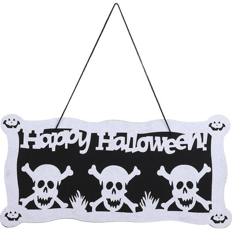 Pancarte Halloween Happy Halloween rectangulaire décorative avec impression claire crâne G 8029 pour chambre bar café jardin (1/5)