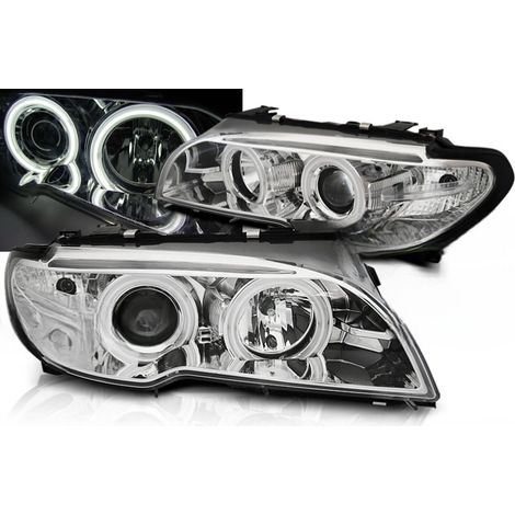 Paire de phares BMW serie 3 E46 Coupe de 2003 a 2006 Xenon angel eyes CCFL chrome-27361147 (1/4)