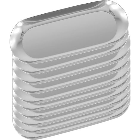 Lot de 10 Plateaux, Acier Inoxydable, Surface Miroir, 23x9cm, Rangement Bijoux, Cosmétiques, Salle De Bain (1/5)