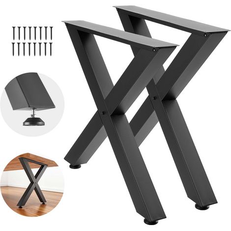 Mophorn Gambe in Acciaio per Tavolo, Struttura a X Smontabile, Design Modulare, Facile da Assemblare, Capacità di 1000 kg, Ideali per Tavoli da Caffè e da Lavoro, 75 x 79 cm, Set di 2, Nero