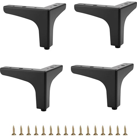 10 cm Pieds de canapé en métal 4 pièces Pieds de Meubles Modernes Pieds de Meubles de canapé Pieds surélevés Bricolage Meuble TV Meuble de canapé Pieds de Meubles de Remplacement, Noir (1/5)