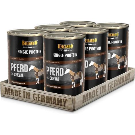 BELCANDO SINGLE PROTEIN BOÎTE [6X400G CHEVAL]  NOURRITURE HUMIDE MONOPROTÉIQUE POUR CHIENS  NOURRITURE HUMIDE MONOPROTÉIQUE