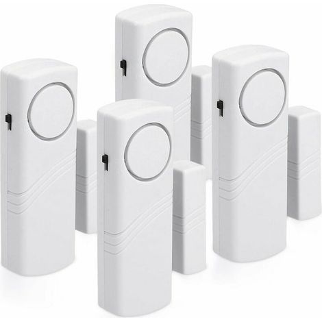 Alarme Porte Fenetre - Alarme Antieffraction Sans Fil - Fonctionnement Magnetique - 100 dB - Lot de 4 (1/5)