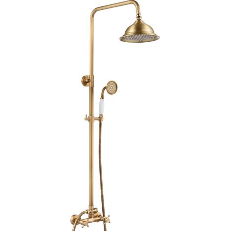 Sistema doccia, design vintage, comando a doppia maniglia, oro, G1/2 (1/2)