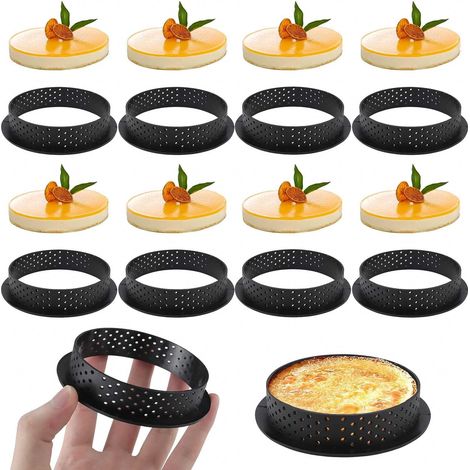 8 PCS Moule à GâTeau Ronde Mousse Cercle Moule perforé La Décoration de Gâteau Cutter Forme Mousse Cercle Anneau Cercle a Tarte pour Anneau de Dessert Cuisson Bricolage décoration de Tarte (1/5)