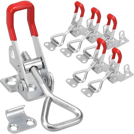 Lot de 6 clips de tension, clips à levier en acier inoxydable 304, clips de poitrine, clips de tension, boutons-pression réglables, boutons-pression métalliques, serrures à levier pour coffres et armo
