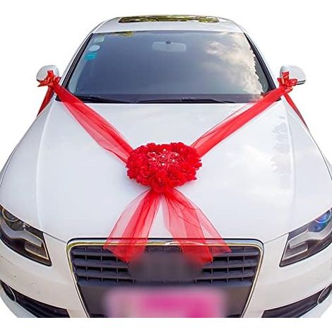 Rose Galand amour bijoux de voiture décoration de mariage Galand mariée couple Galand (rouge) (1/4)