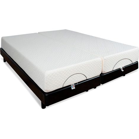BELLECOUR LITERIE  Ensemble Duo BODYSOFT 2x80x200 cm  Sommiers électriques + Matelas Mémoire de forme (1/5)